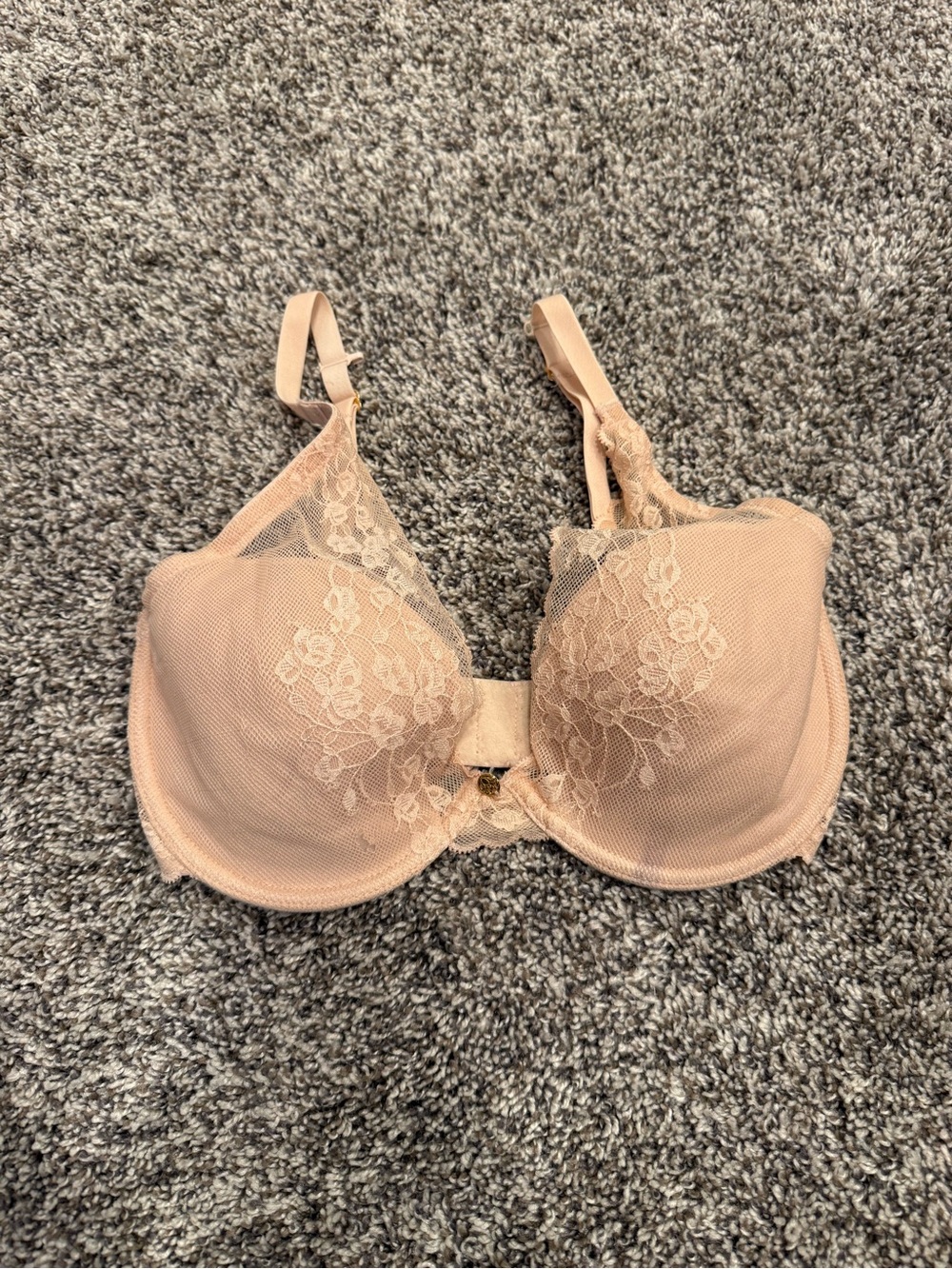 Natori Feathers Contour Underwire Bra Nude Cafe Lace Mesh 30DDD